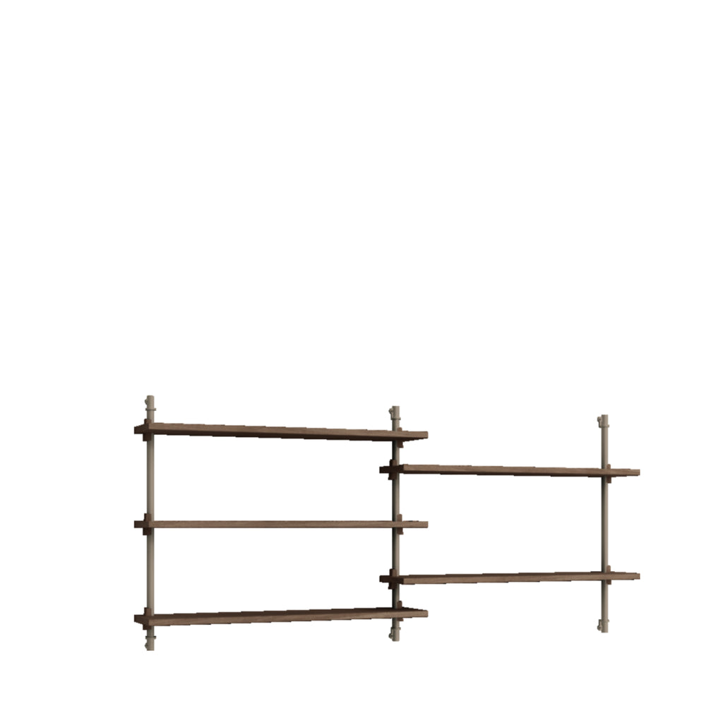Moebe Wall Shelving Set Ws.65.2, Smoked Oak Shelves, Warm Grey Legs (fsc Mix Credit)