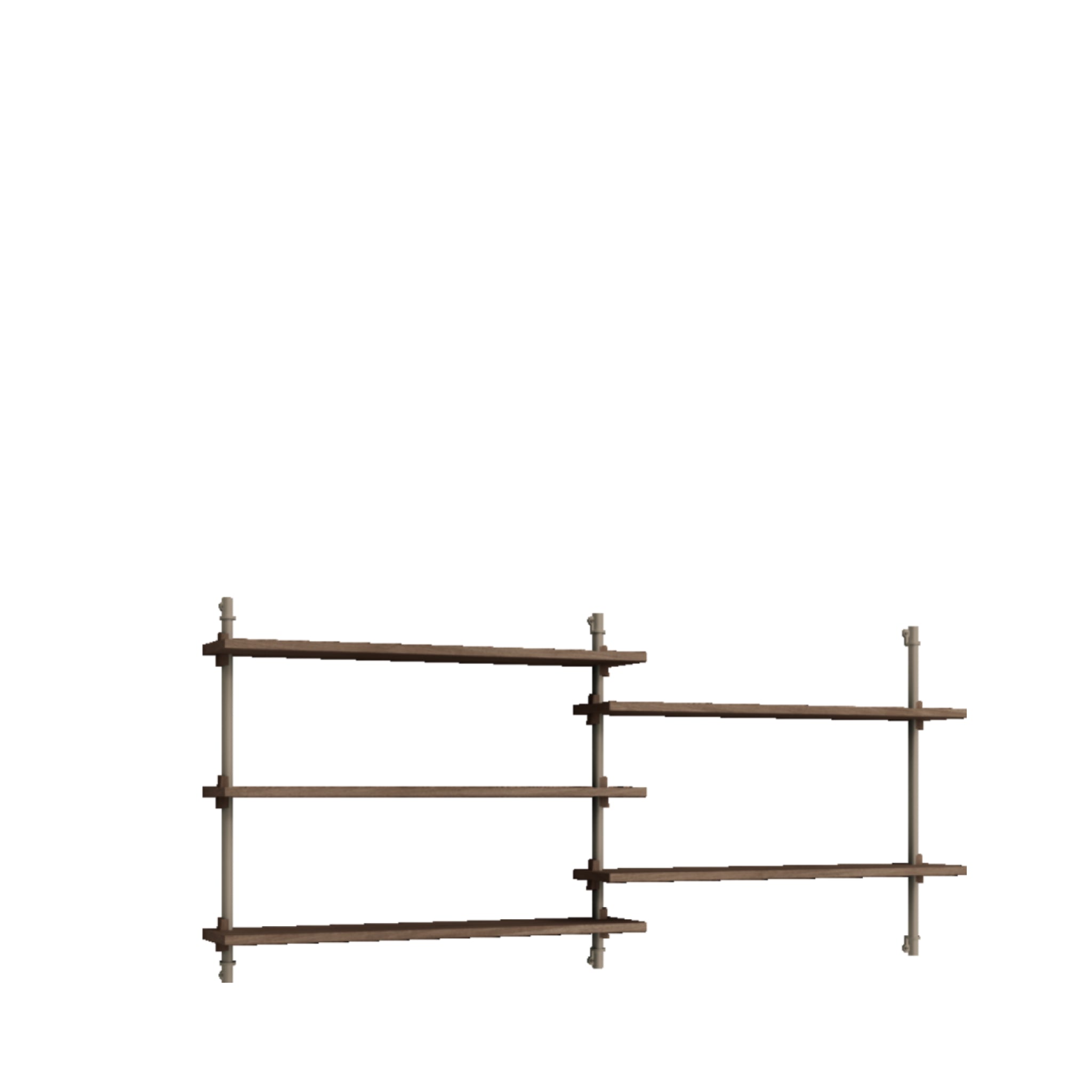 Moebe Wall Shelving Set Ws.65.2, Smoked Oak Shelves, Warm Grey Legs (fsc Mix Credit)