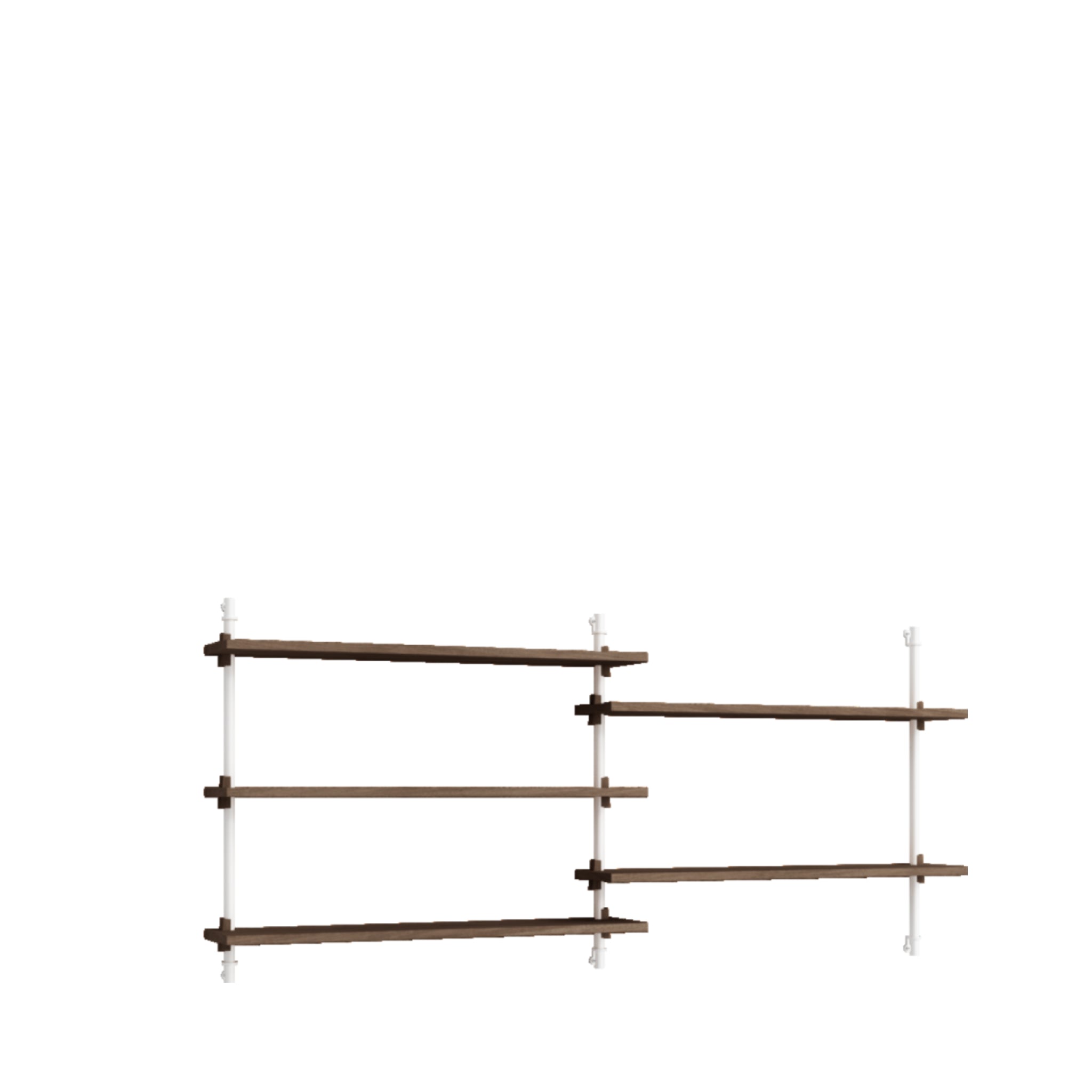 Moebe Wall Shelving Set Ws.65.2, Smoked Oak Shelves, White Legs (fsc Mix Credit)