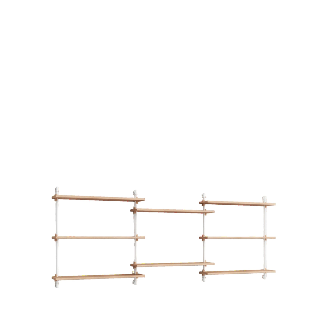 Moebe Wall Shelving Set Ws.85.3, Oak Shelves, White Legs (fsc Mix Credit)