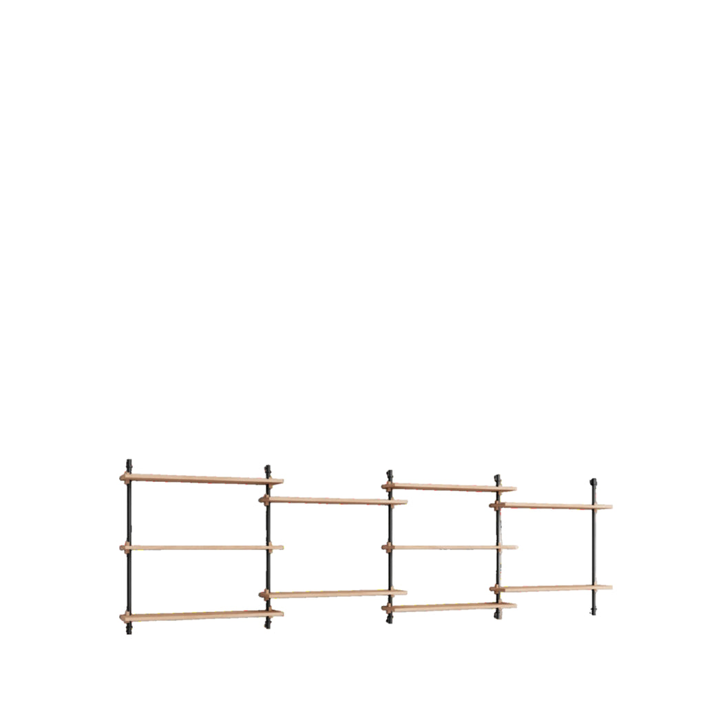 Moebe Wall Shelving Set Ws.85.4, Oak Shelves, Black Legs (fsc Mix Credit)