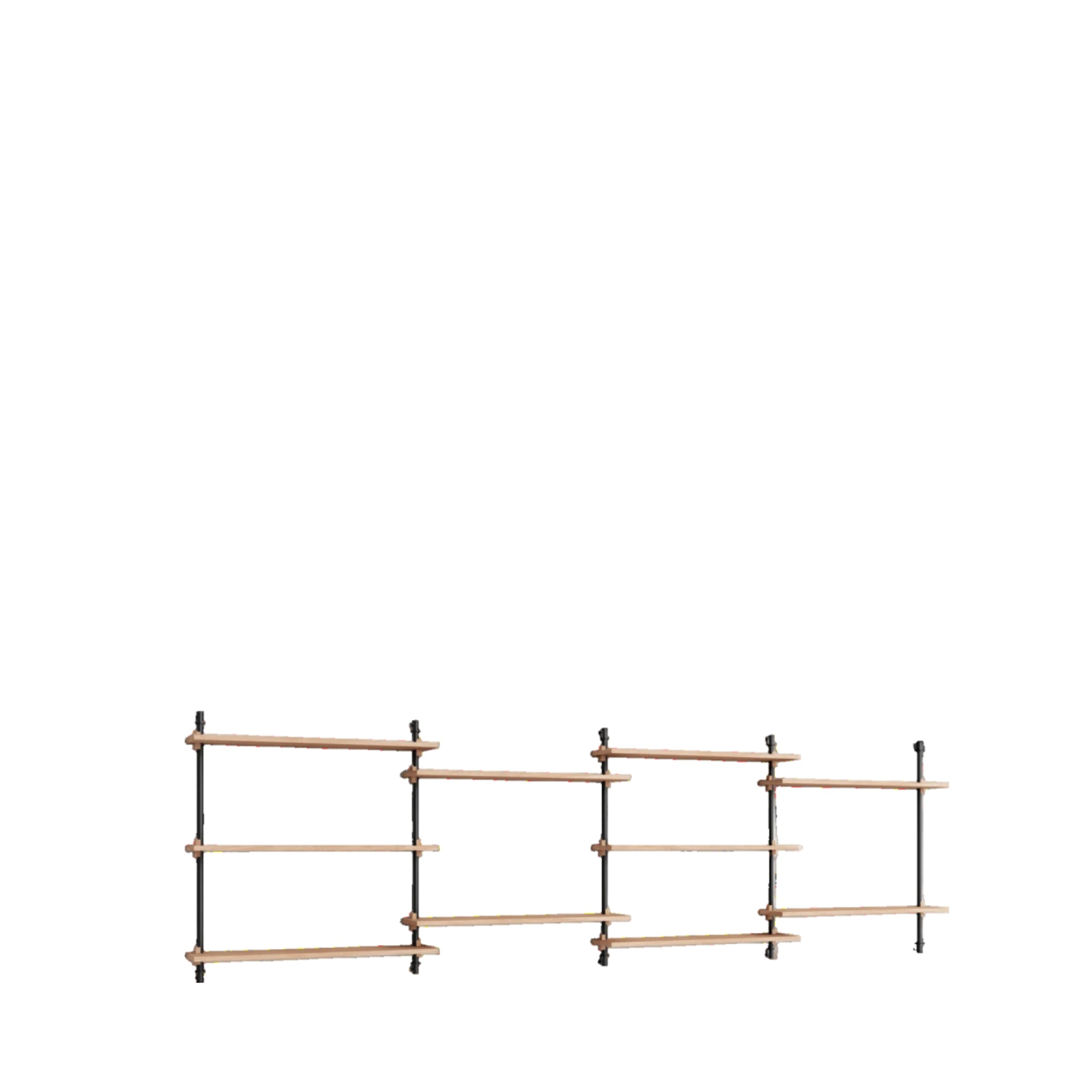 Moebe Wall Shelving Set Ws.85.4, Oak Shelves, Black Legs (fsc Mix Credit)