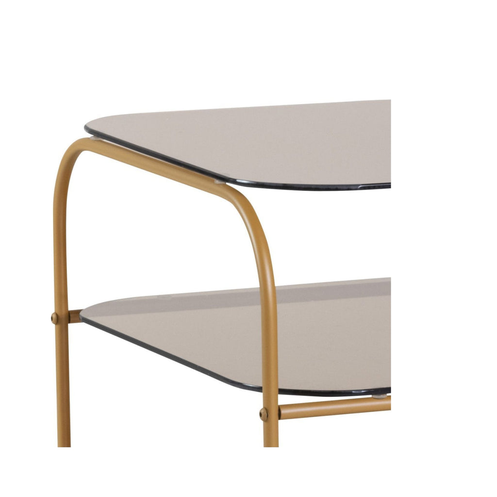 Hübsch Echo Side Table in Amber: Elegant Glass & Metal Design for Any Room