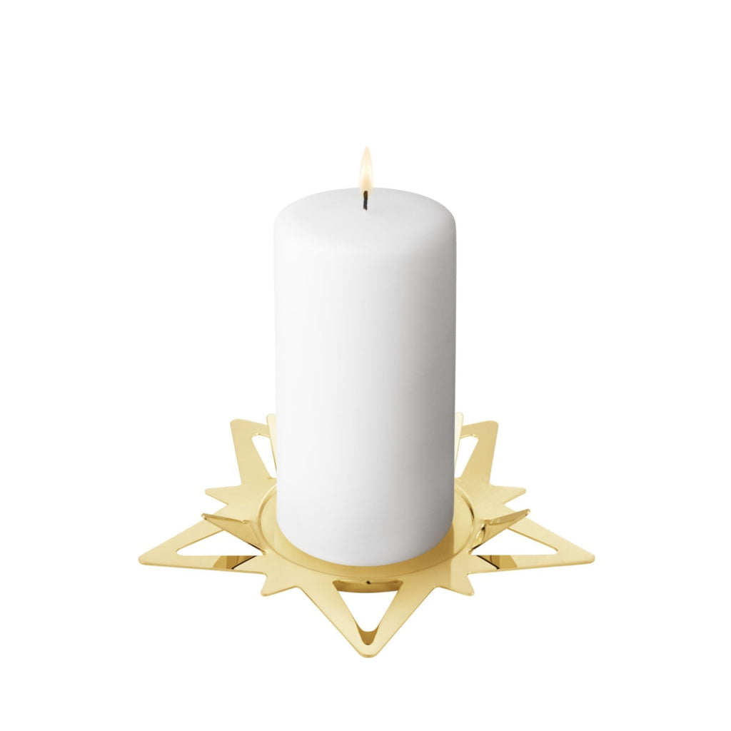 Georg Jensen Classic Christmas Star Candle Holder For Block Candles, Gold Plated