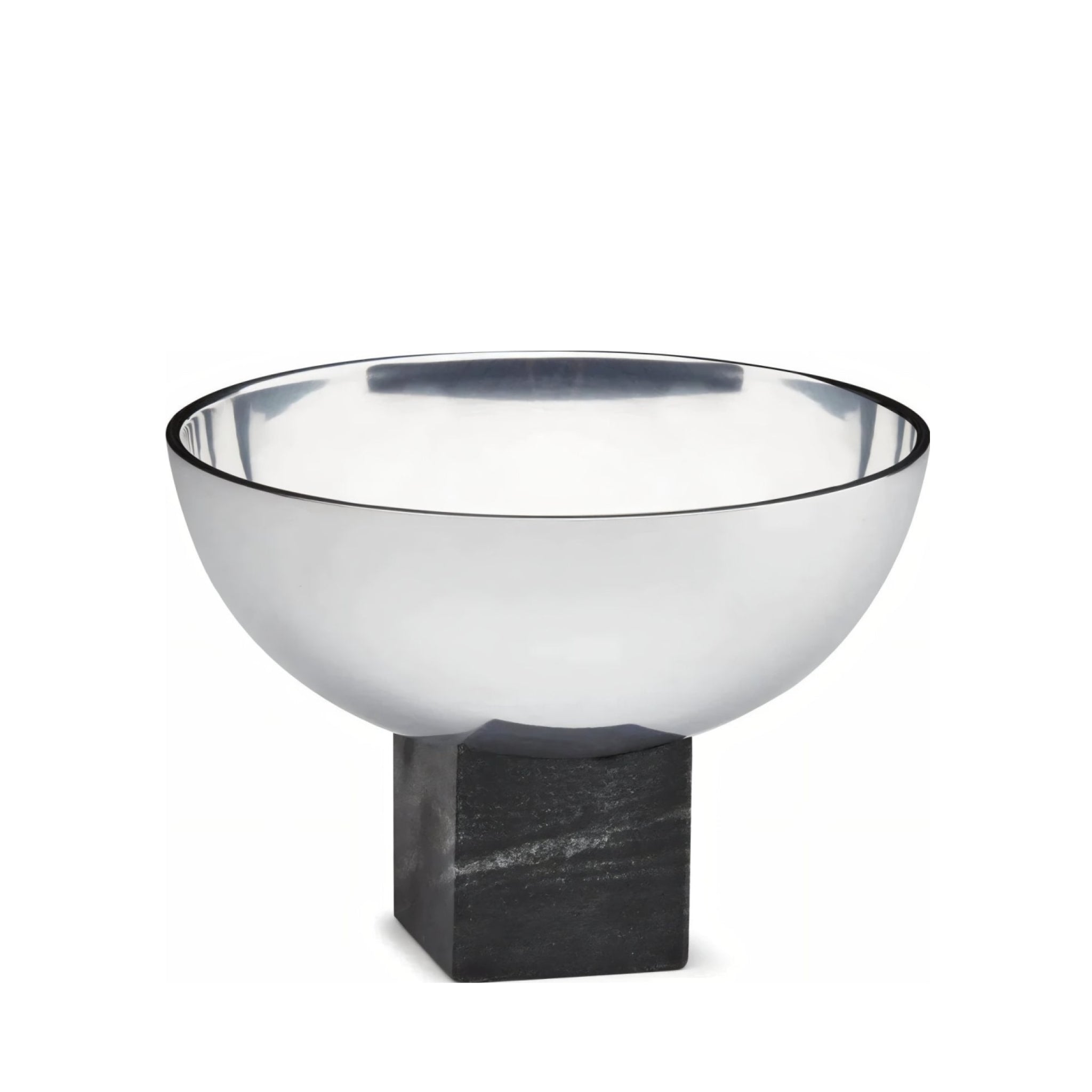 Gejst Sapoto Small Bowl - Black Marble & Polished Aluminum, 14x10 Cm
