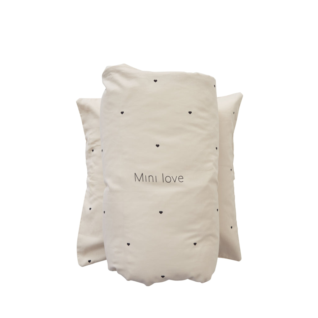 Design Letters Mini Love Baby Pillow and Duvet Covers 70x100 cm, beige