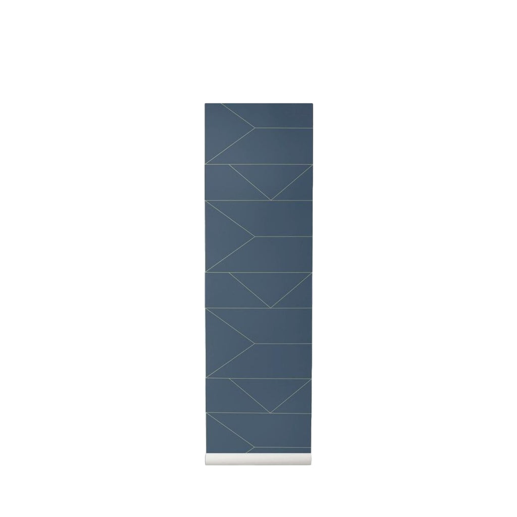 Ferm Living Lines Wallpaper, Dark Blue