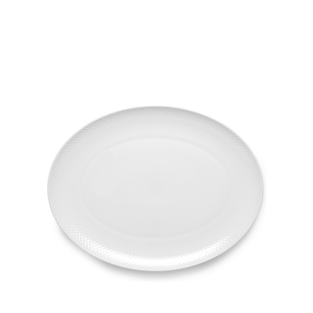 Lyngby Rhombe serving plate oval white, 42cm
