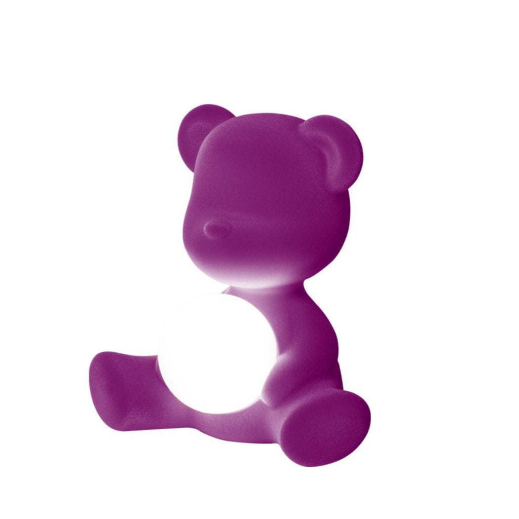 Qeeboo Teddy Girl LED Table Lamp - Rechargeable Velvet Finish in Purple