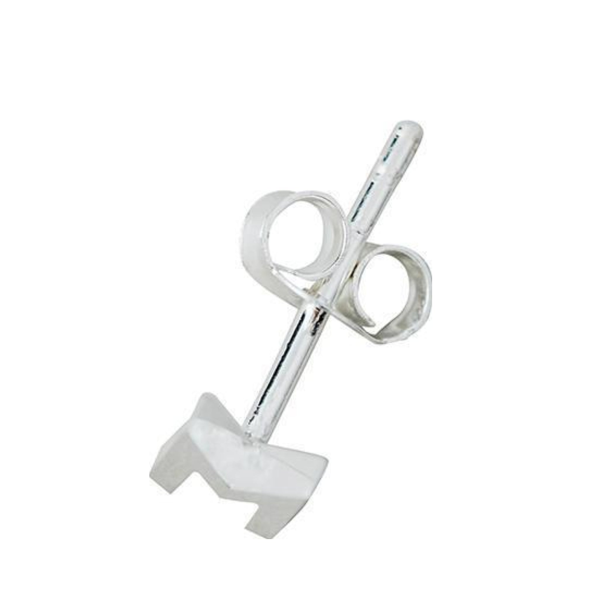 Design Letters Earring with Letter, Silver, T