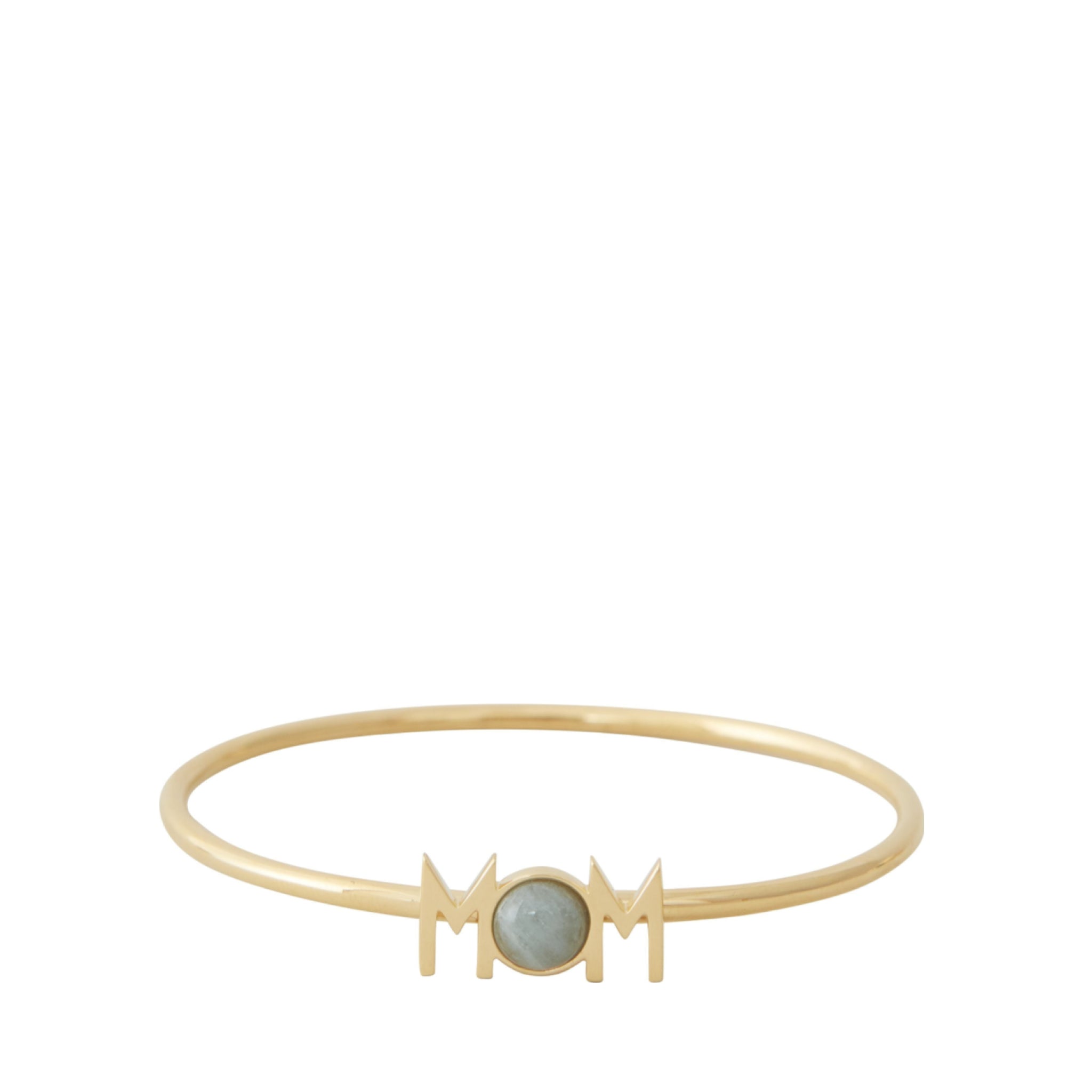 Design Letters Great Mom Bangle 18k Gold Plated, Aquamarine Blue