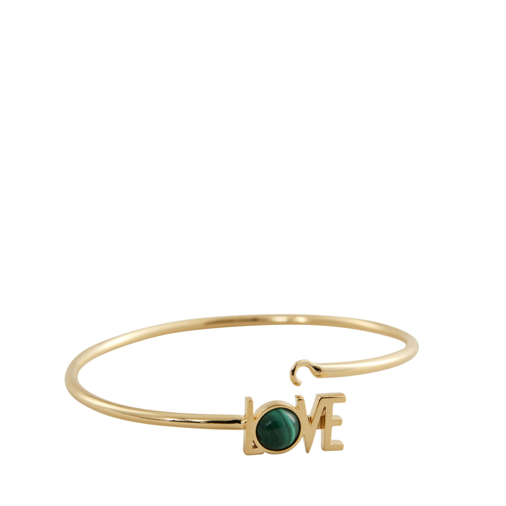 Design Letters Great Love Bangle 18k Gold Plated, Malachite Green