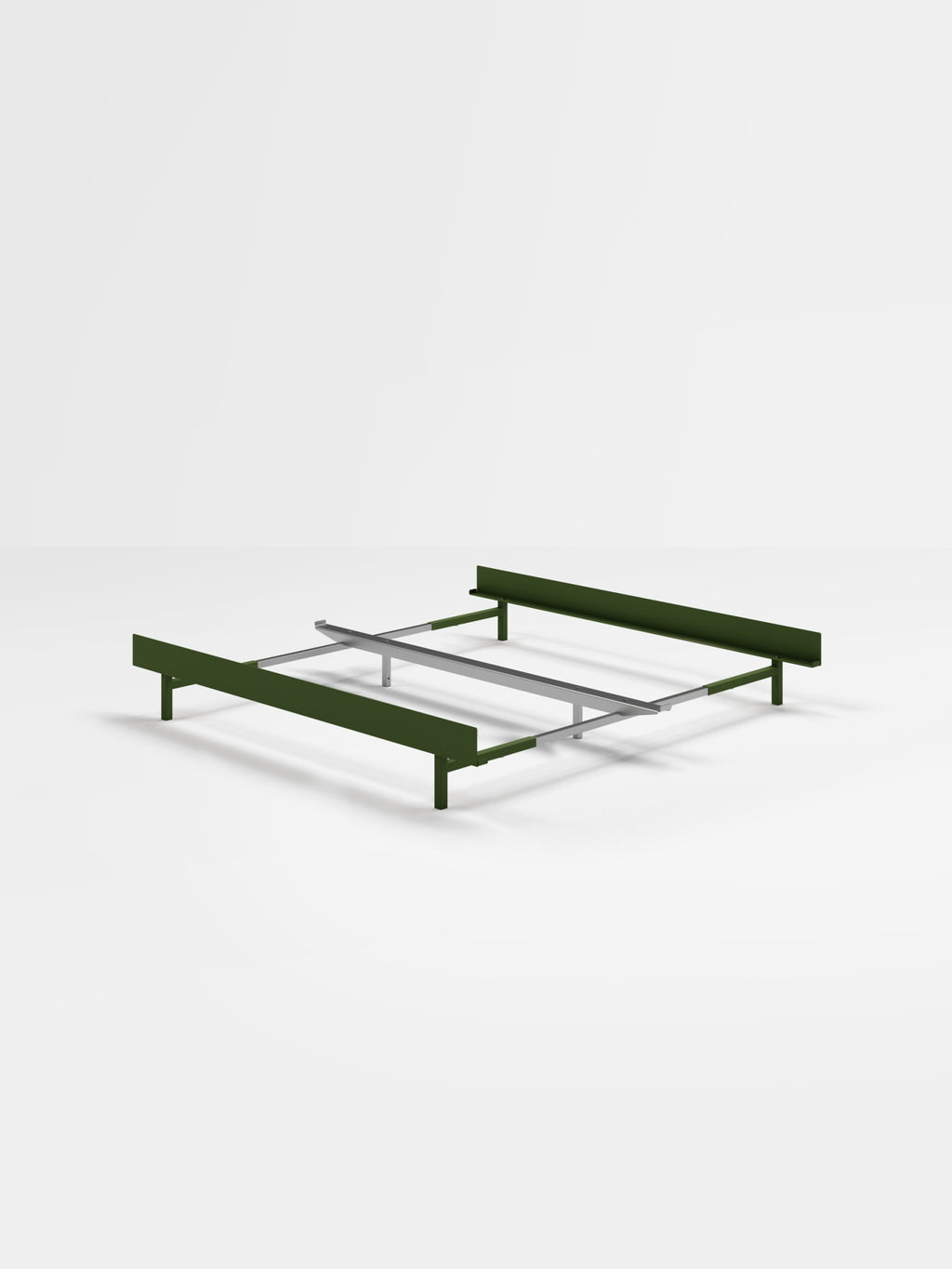 Moebe Pine Green Bed: Adjustable Minimalist Steel Frame 90-180 cm