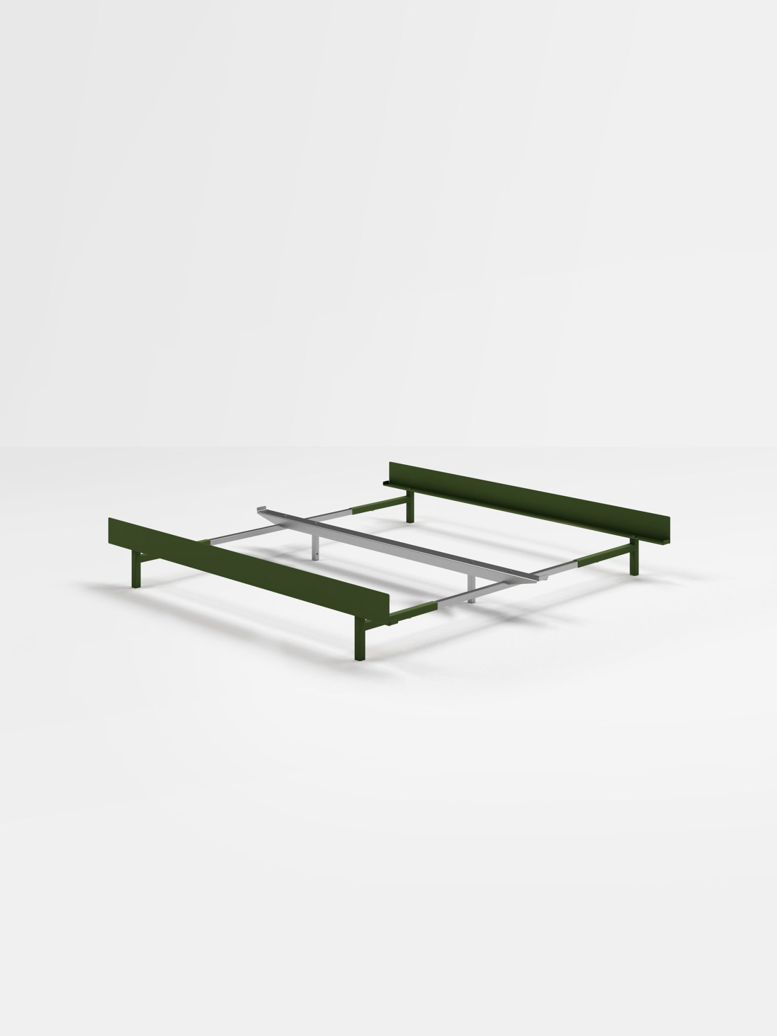 Moebe Pine Green Bed: Adjustable Minimalist Steel Frame 90-180 cm