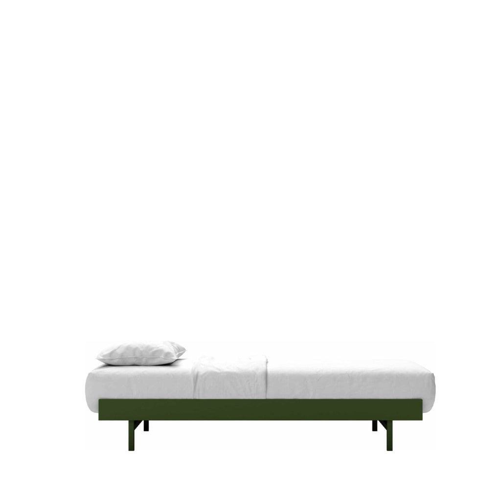 Minimalist Pine Green Moebe Bed 90 cm - Modern Steel Frame Design