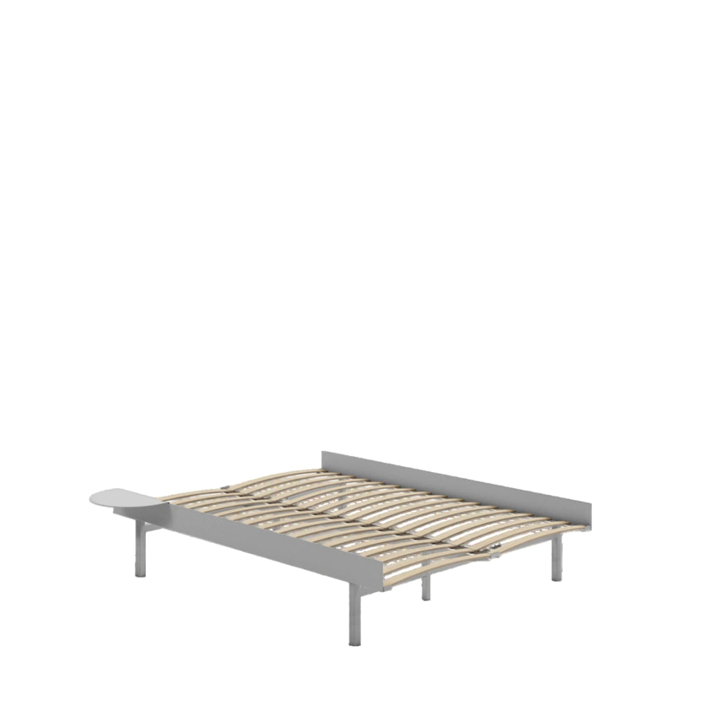 Moebe Bed, Tall Legs, 140 Cm, Slats, 1x Side Table, Stainless Steel