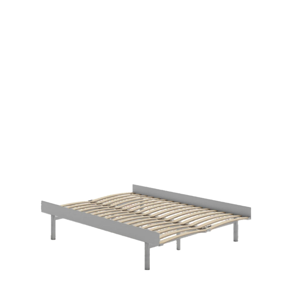 Moebe Bed, Tall Legs, 140 Cm, Slats, Stainless Steel