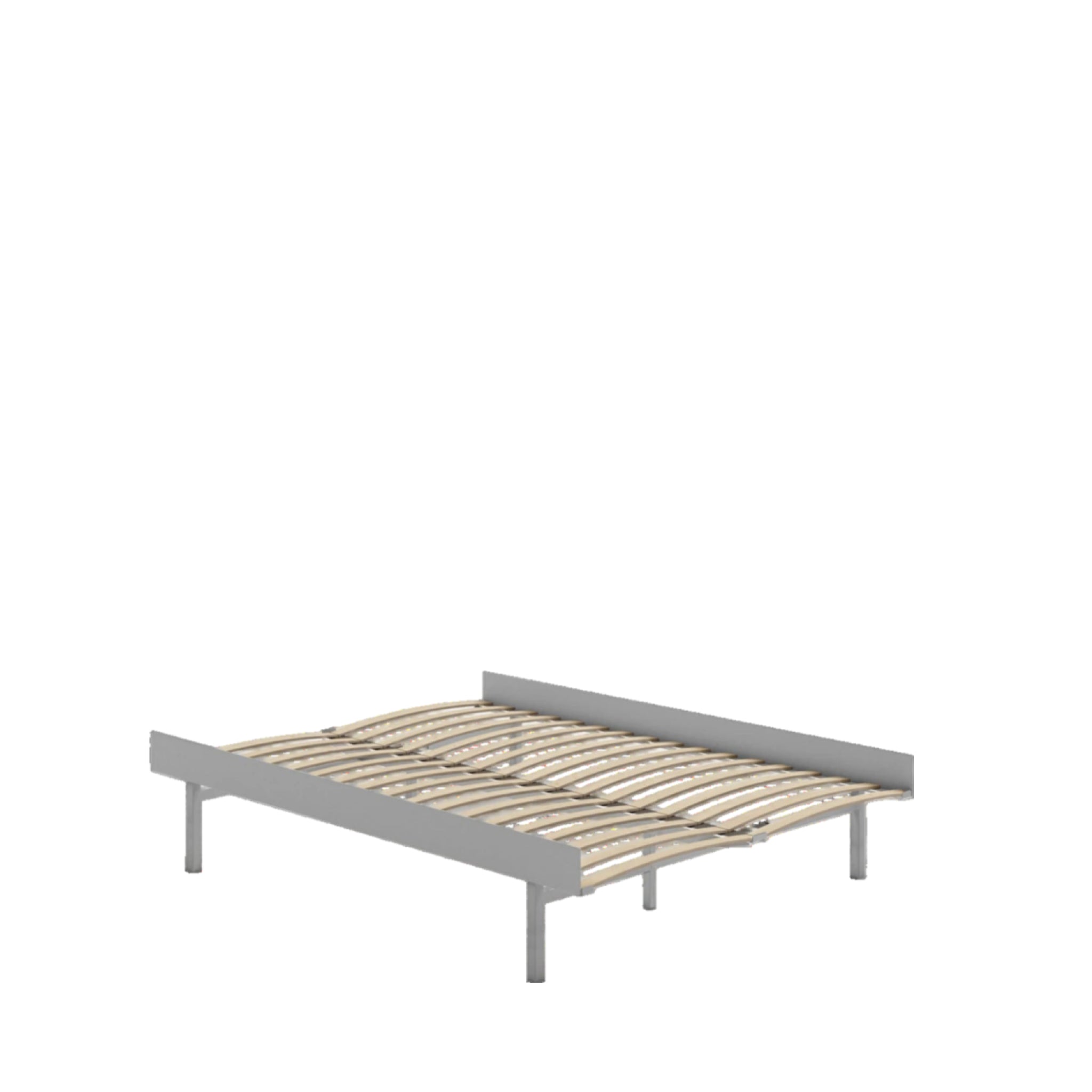 Moebe Bed, Tall Legs, 140 Cm, Slats, Stainless Steel
