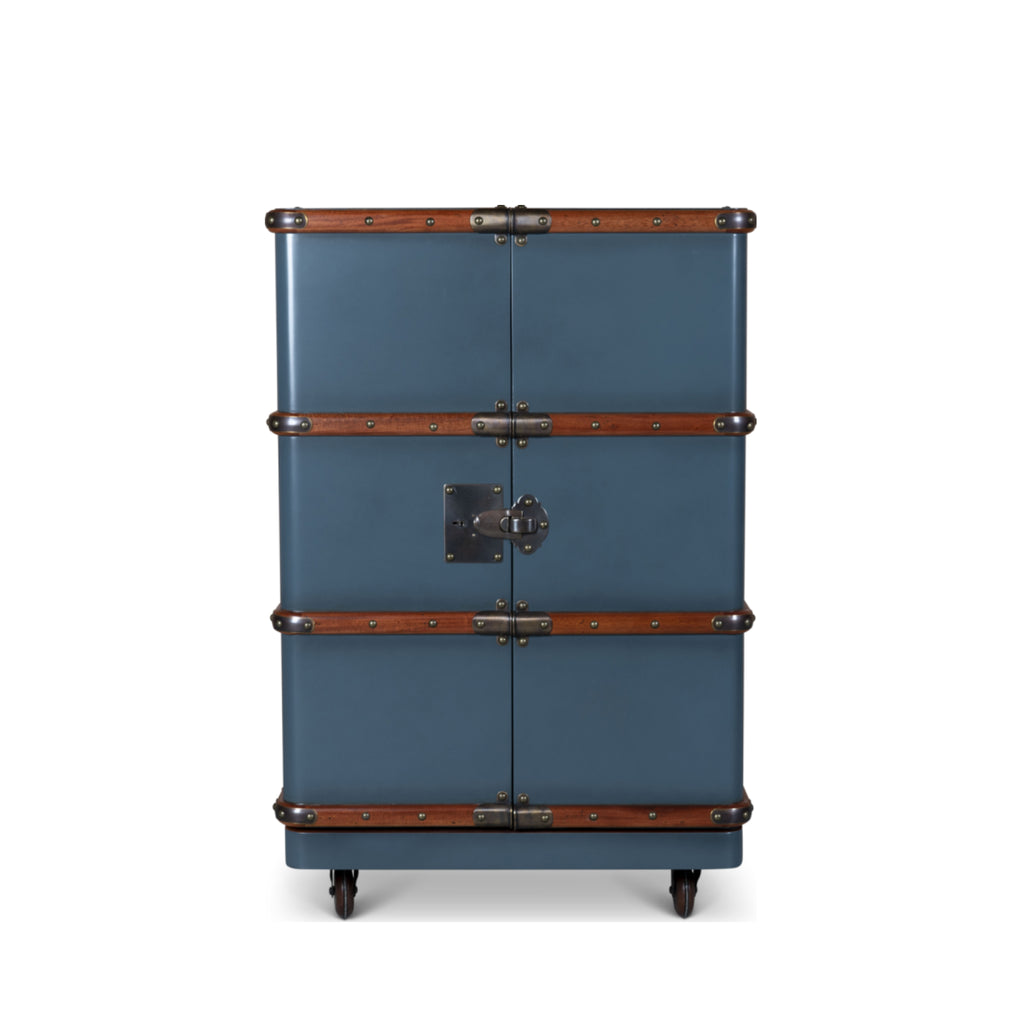 Authentic Models Polo Club Travel Suitcase Cabinet Bar, Petrol