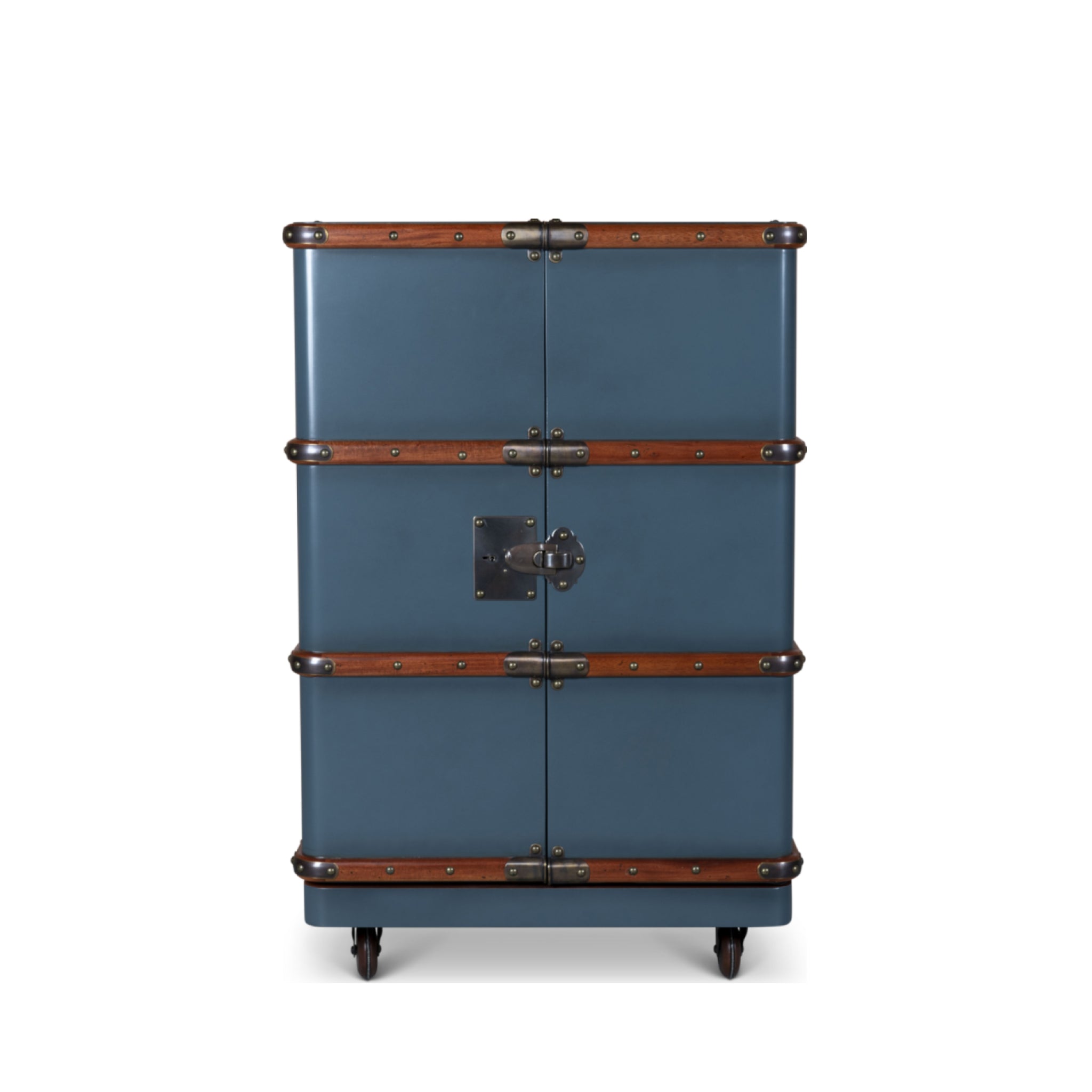 Authentic Models Polo Club Travel Suitcase Cabinet Bar, Petrol