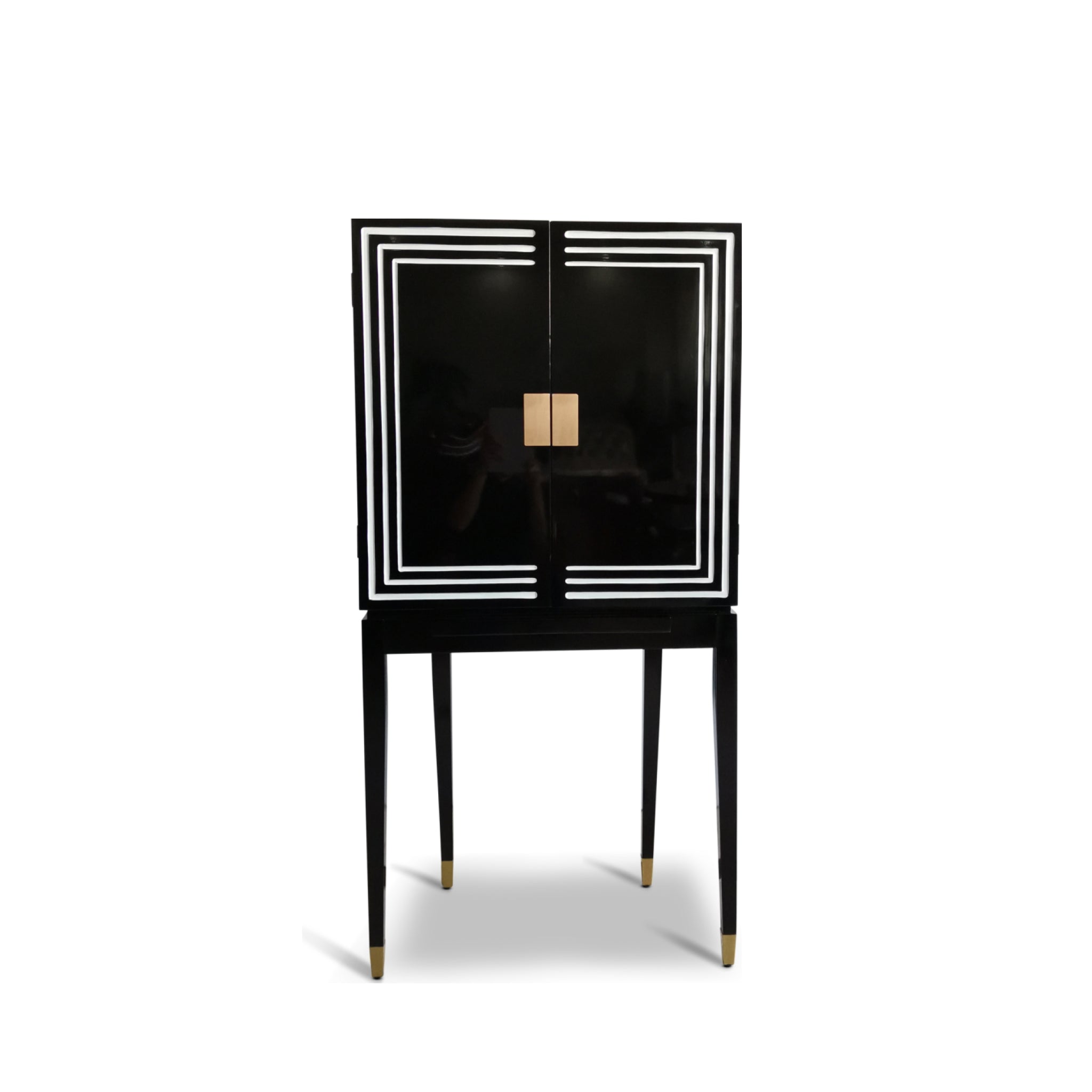 Authentic Models Art Deco Liqour Cabinet Black & White