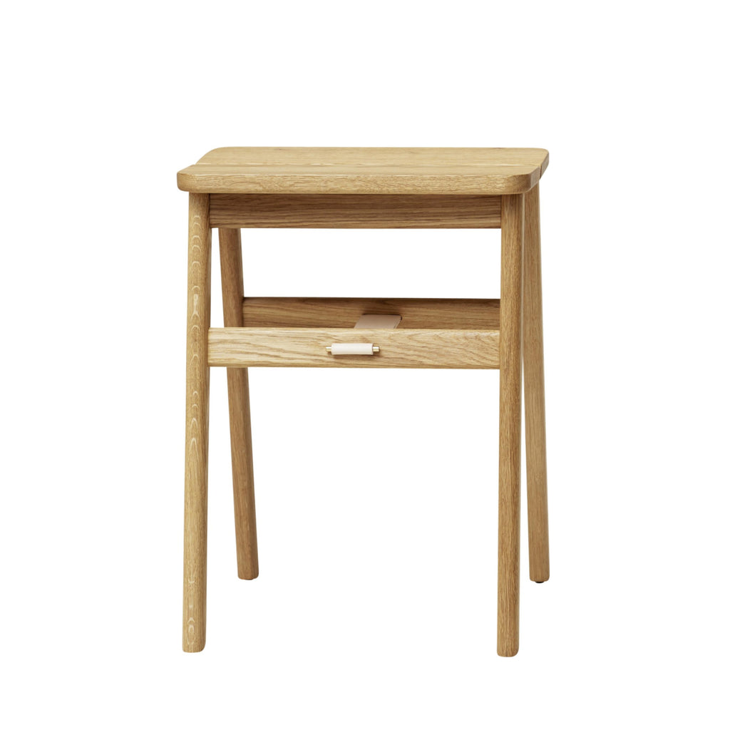 Form & Refine Angle Foldable Stool — Solid Oak, Leather Band & Brass Hook