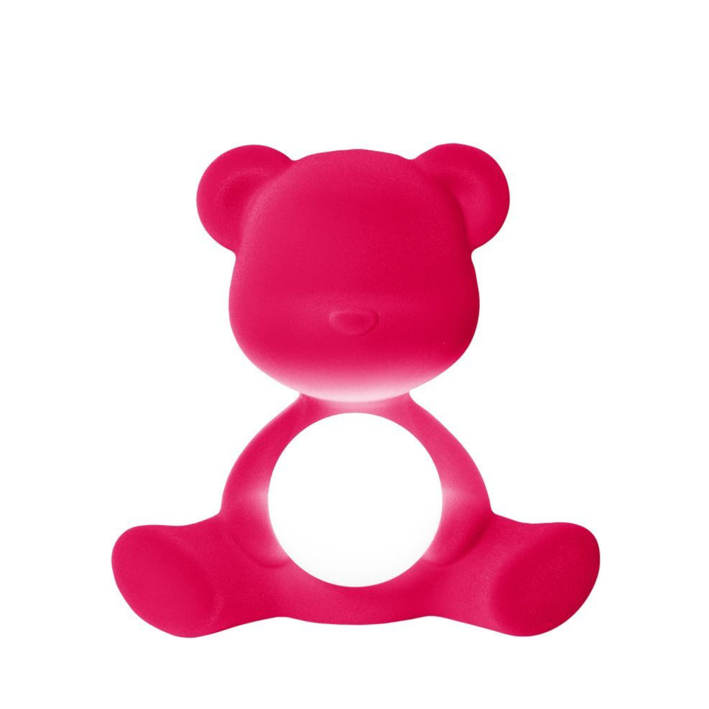 Qeeboo Teddy Girl Led Rechargeable Table Lamp Velvet Finish, Fuxia