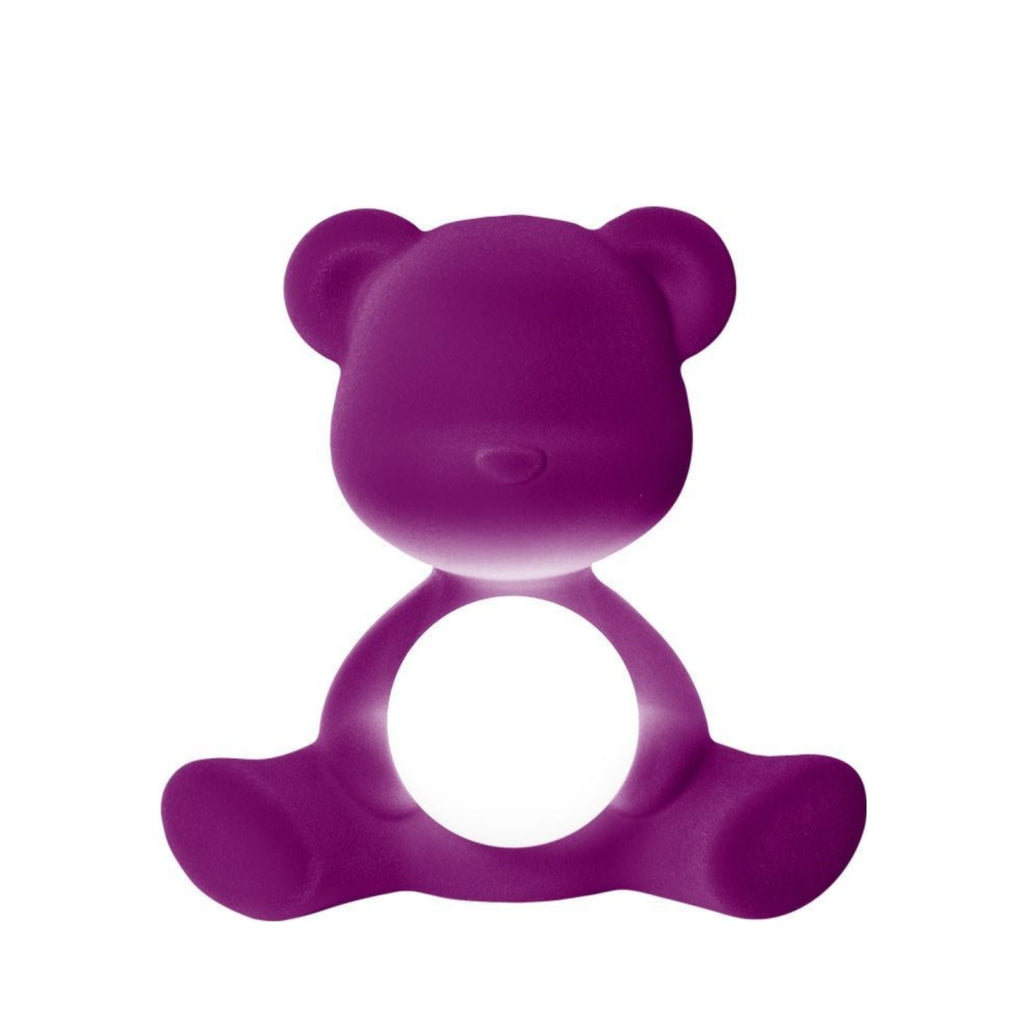 Qeeboo Teddy Girl LED Table Lamp - Rechargeable Velvet Finish in Purple