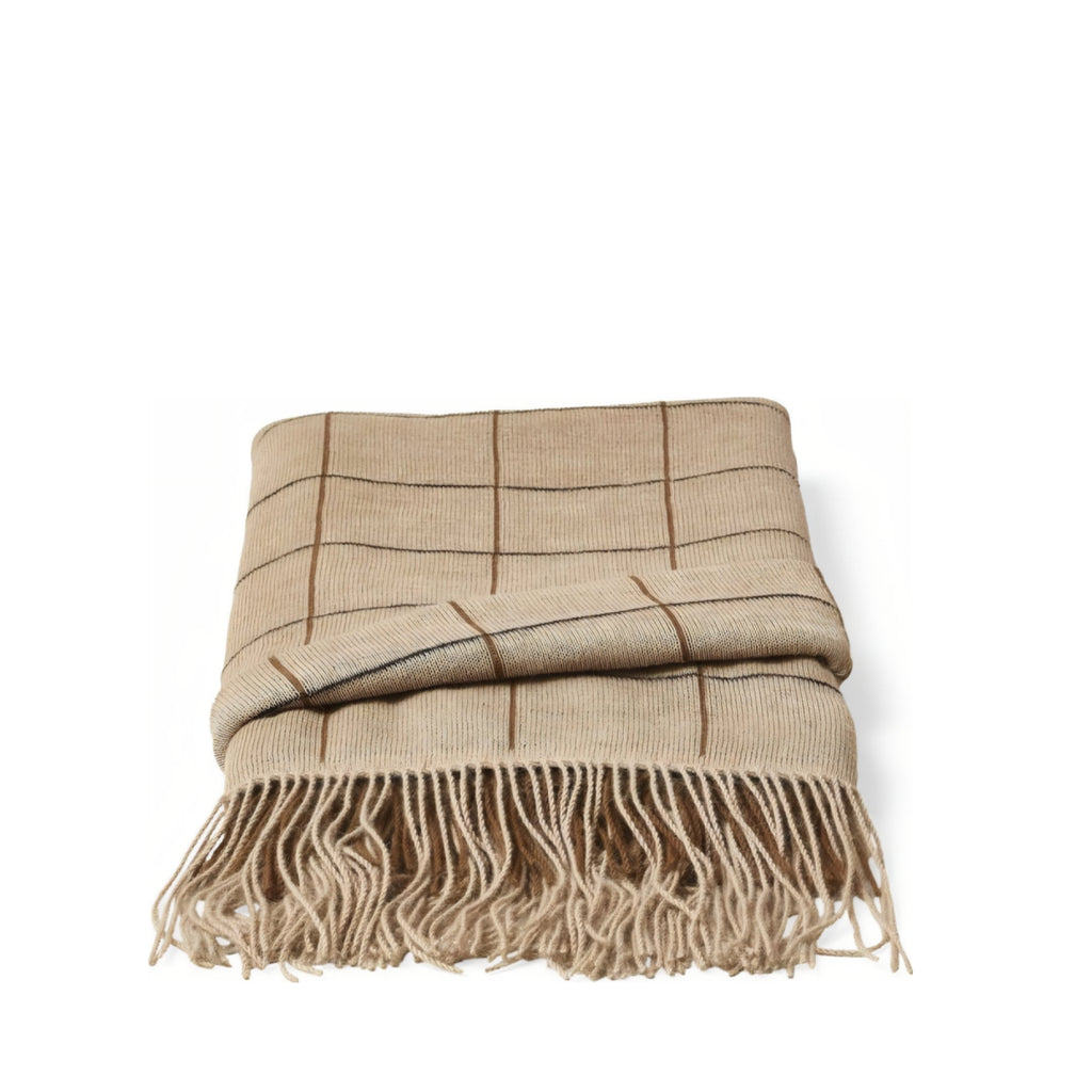 Form & Refine Aymara 100% Alpaca Blanket - Hand-Knit Undyed Brown 130cm