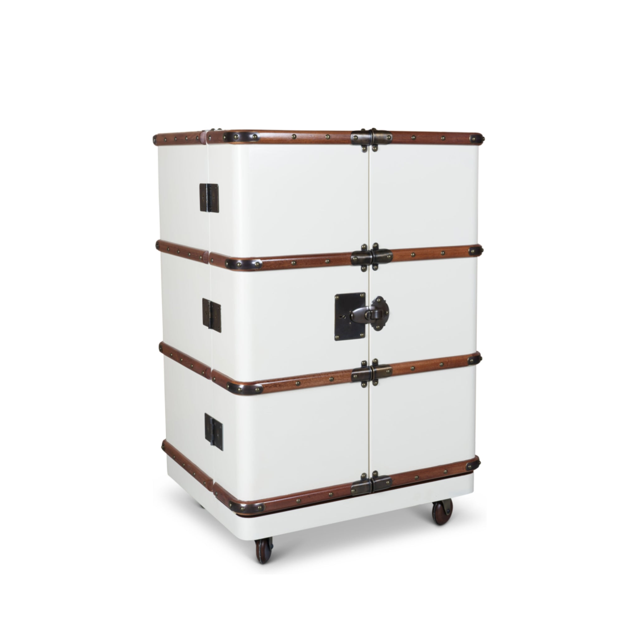 Authentic Models Polo Club Travel Suitcase Cabinet Bar, Off White
