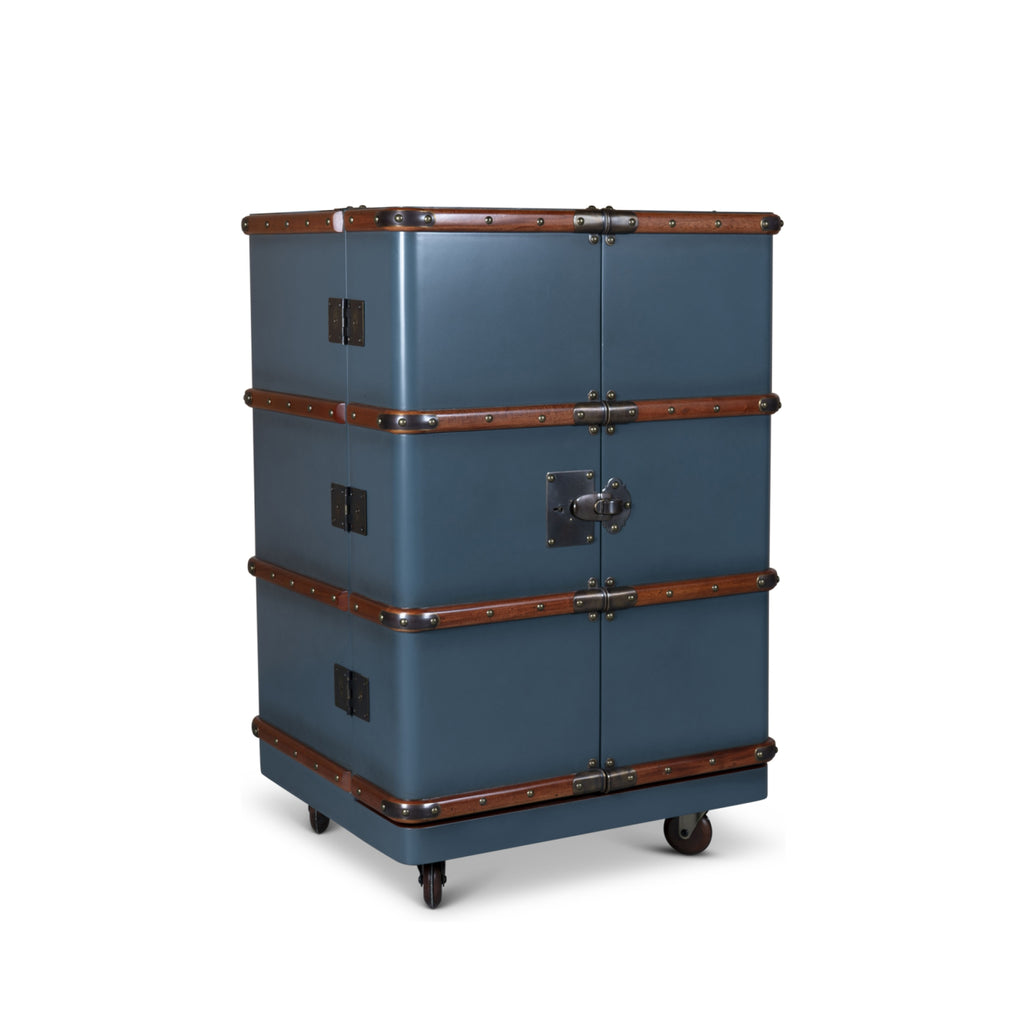 Authentic Models Polo Club Travel Suitcase Cabinet Bar, Petrol