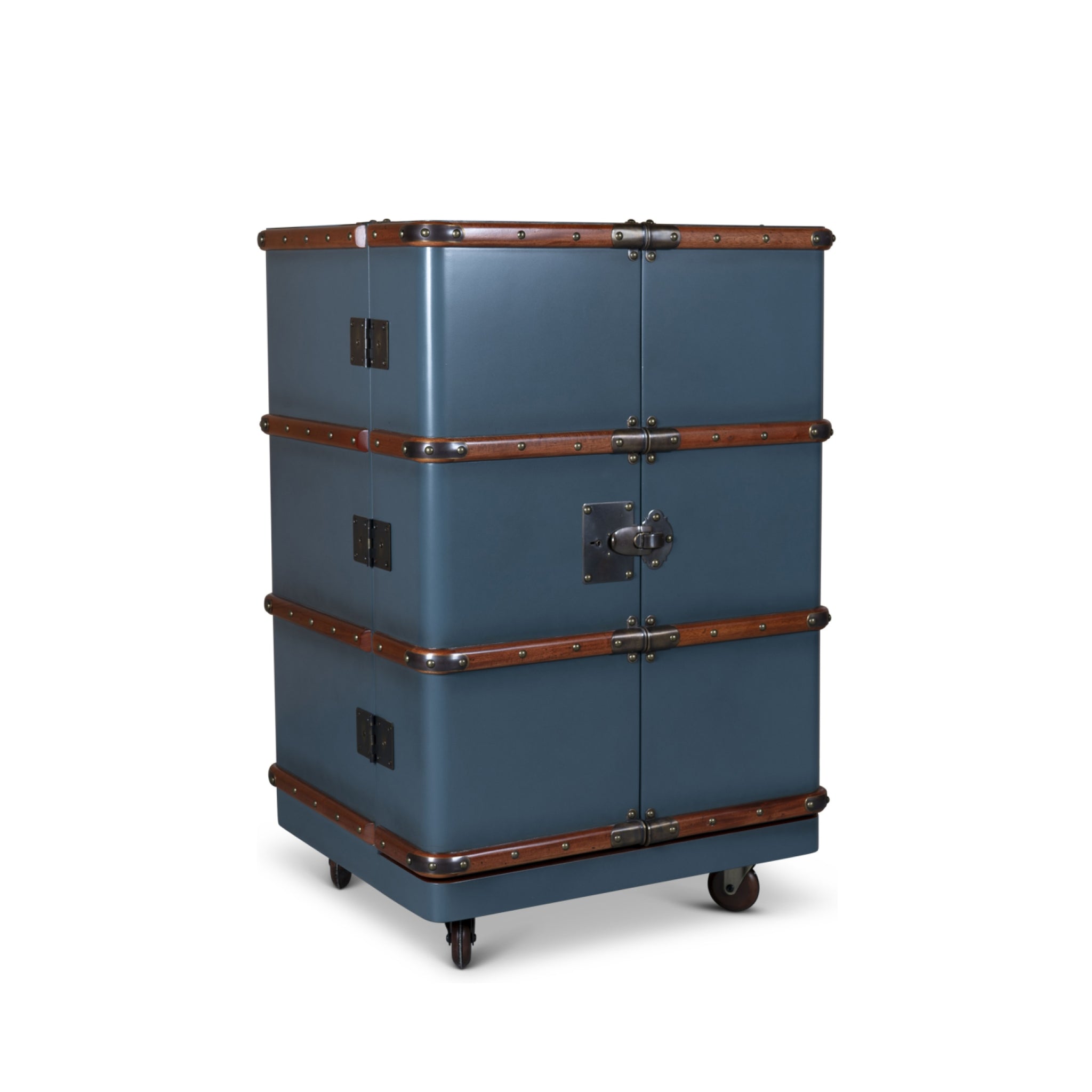 Authentic Models Polo Club Travel Suitcase Cabinet Bar, Petrol