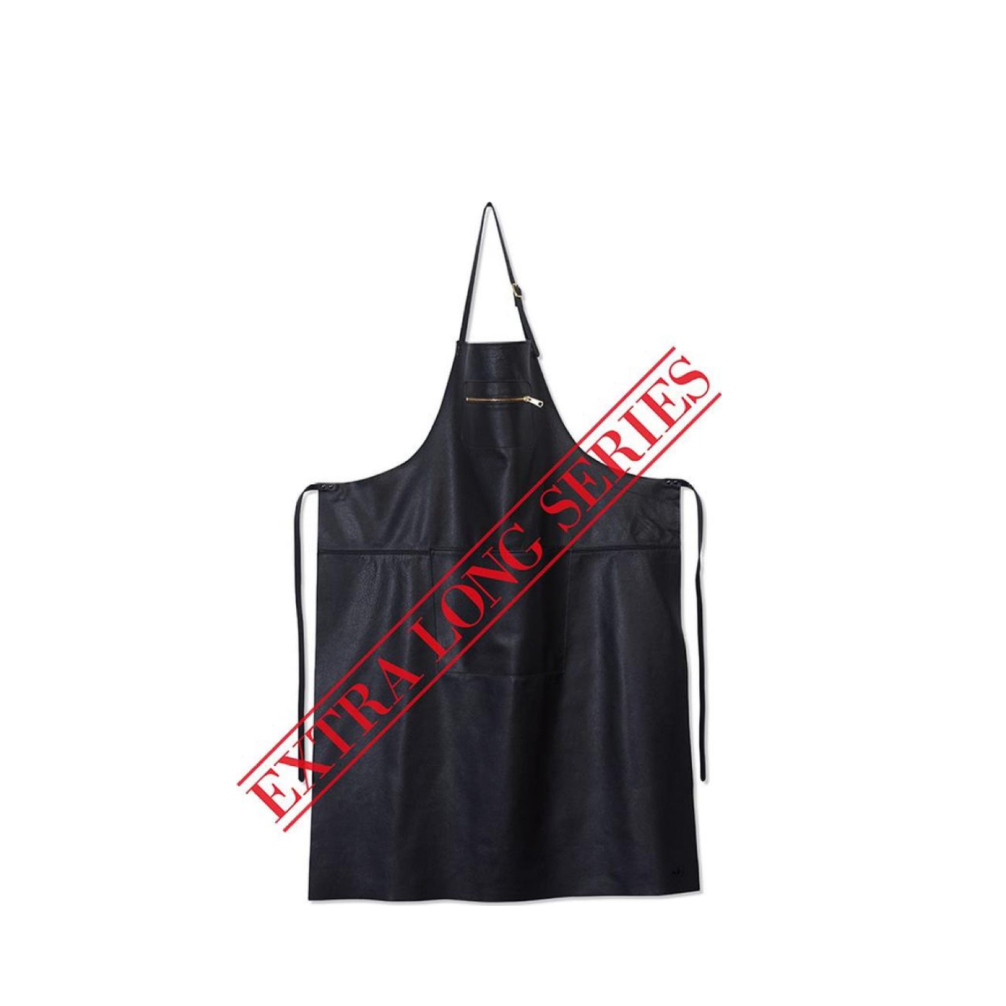 Dutchdeluxes apron in zipper style Classic leather extra long, black