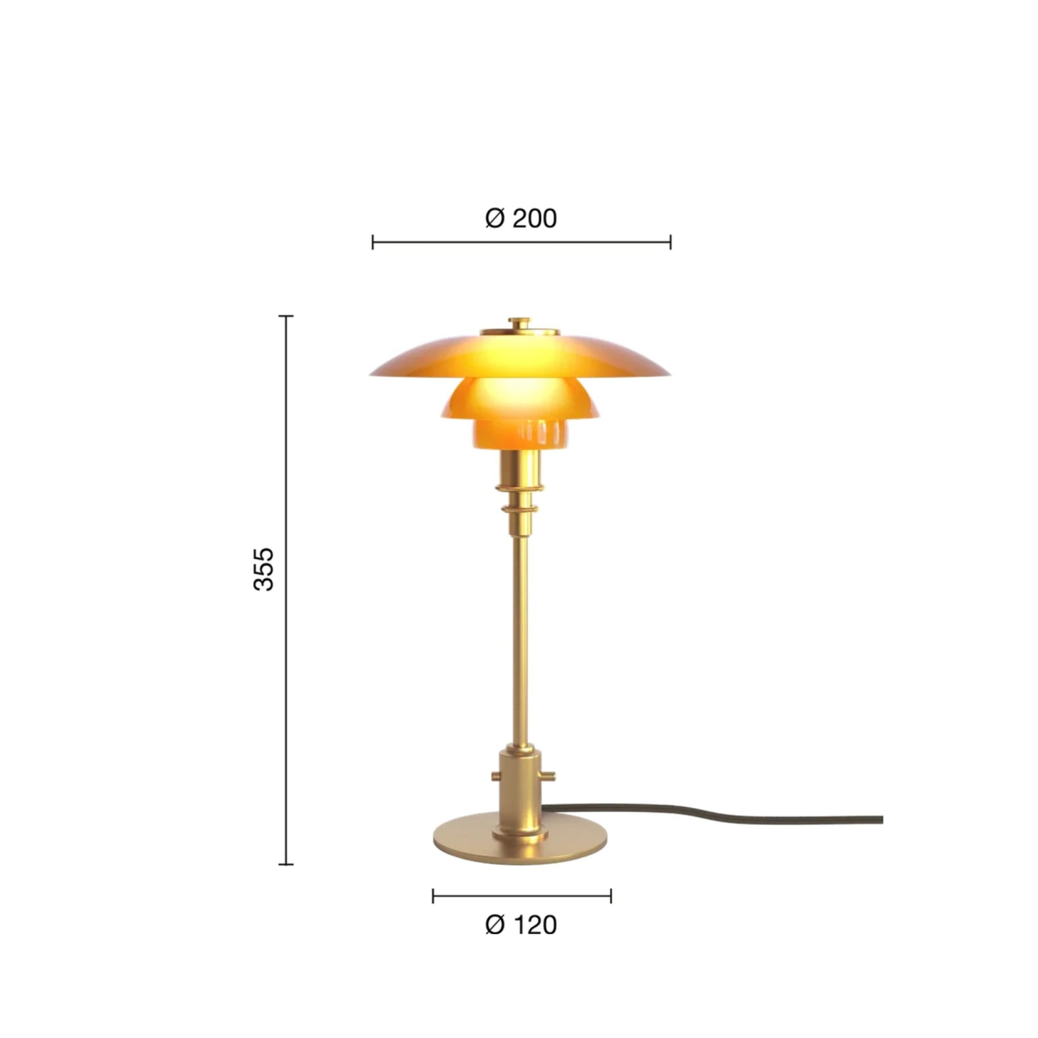 Louis Poulsen Ph 2/1 Amber Coloured Glass Table Lamp Special Edition