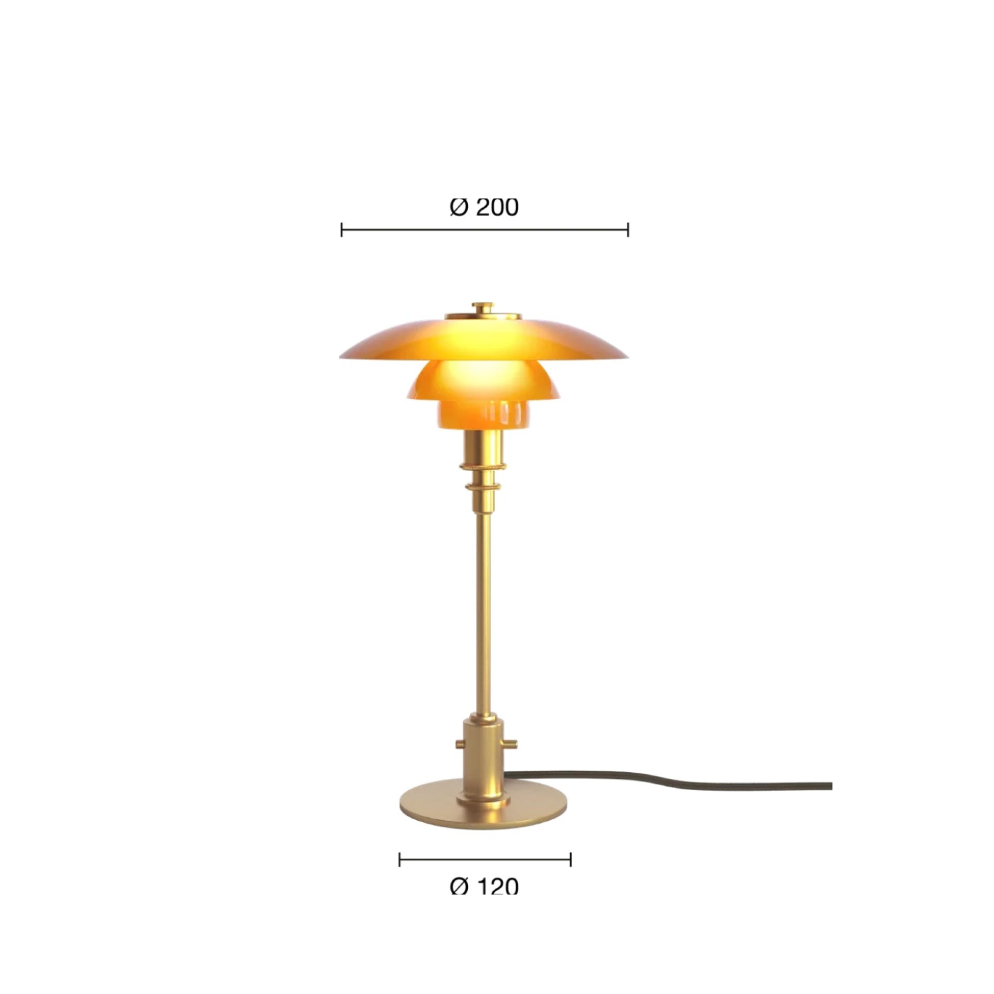 Louis Poulsen Ph 2/1 Amber Coloured Glass Table Lamp Special Edition