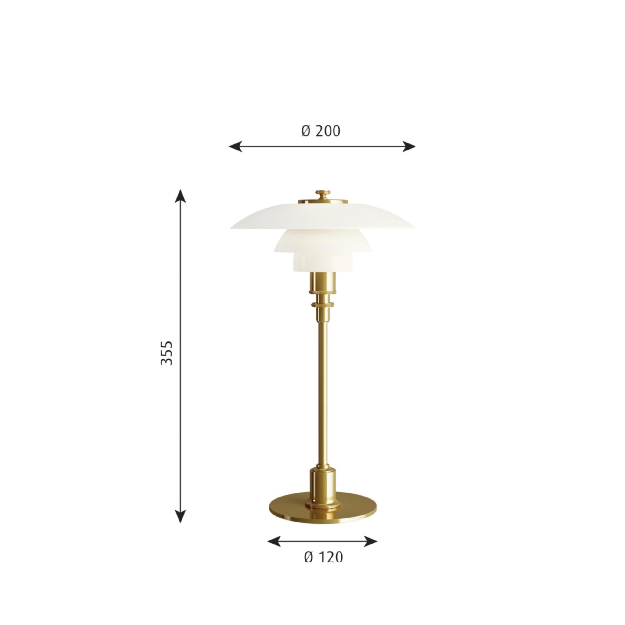 Louis Poulsen PH 2/1 table lamp, brass