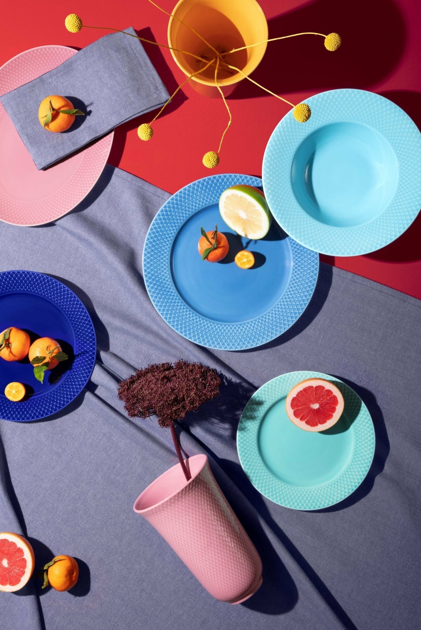 Lyngby Porcelæn Herringbone Napkins 45x45 Cm Blue, 4 Pcs.