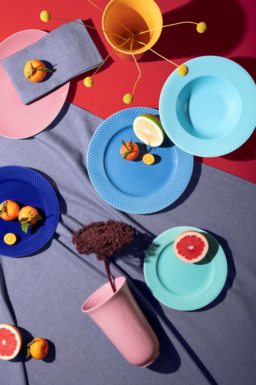 Lyngby Porcelæn Herringbone Napkins 45x45 Cm Blue, 4 Pcs.