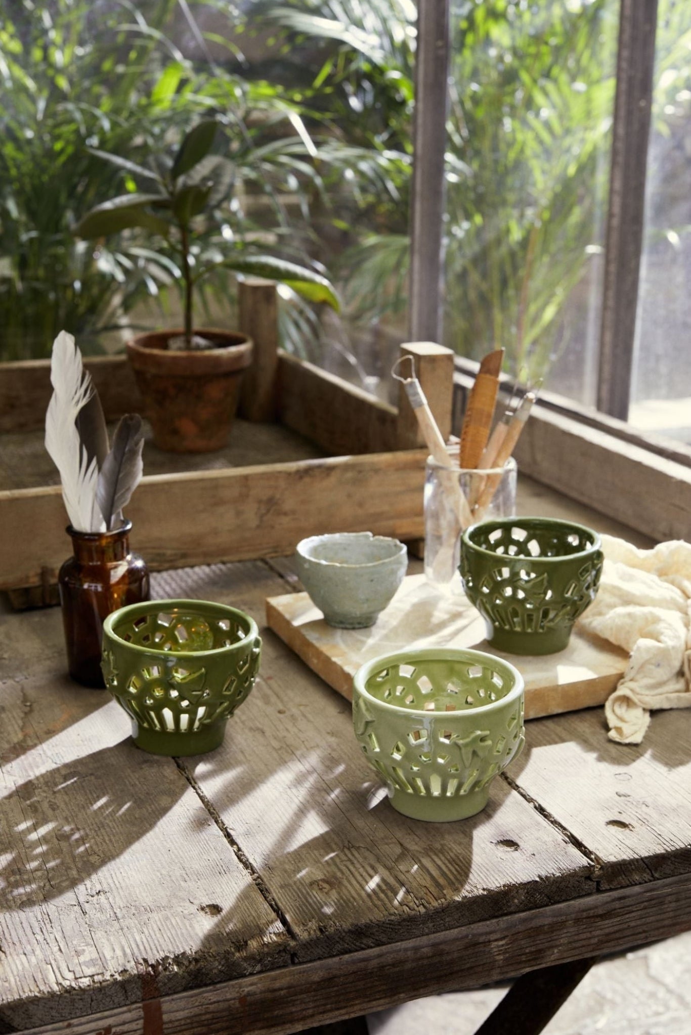 Kähler Orangery Tealight Holder Ø9.5 cm, Green Garden