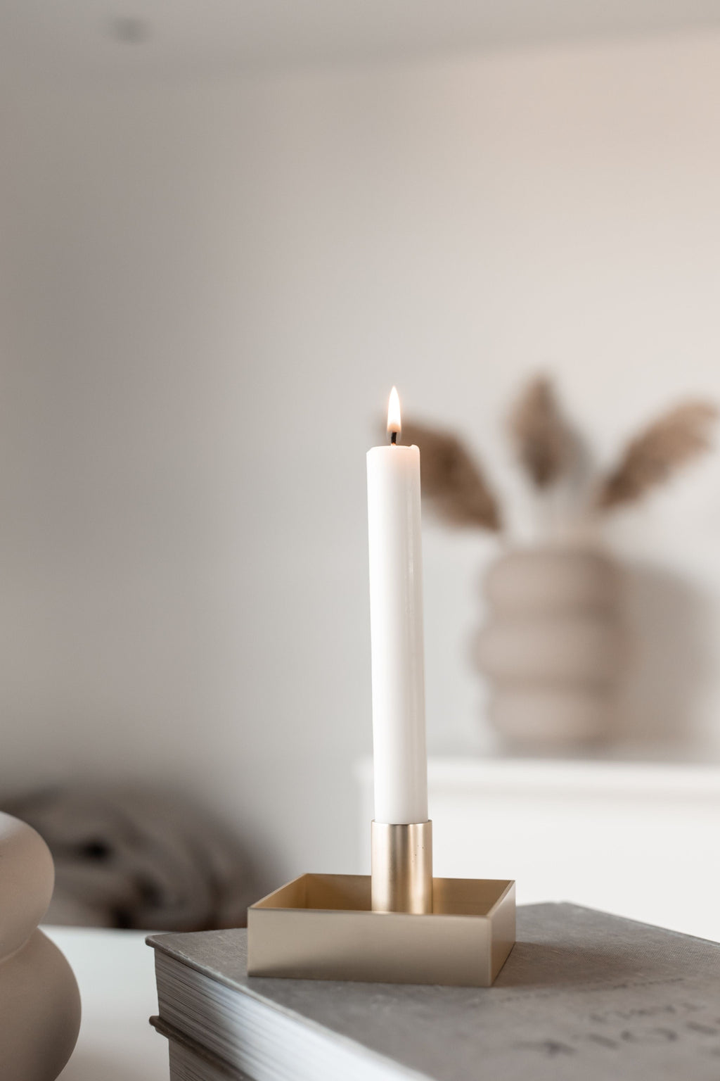 Malling Living Edge Candle Holder, Brushed Brass