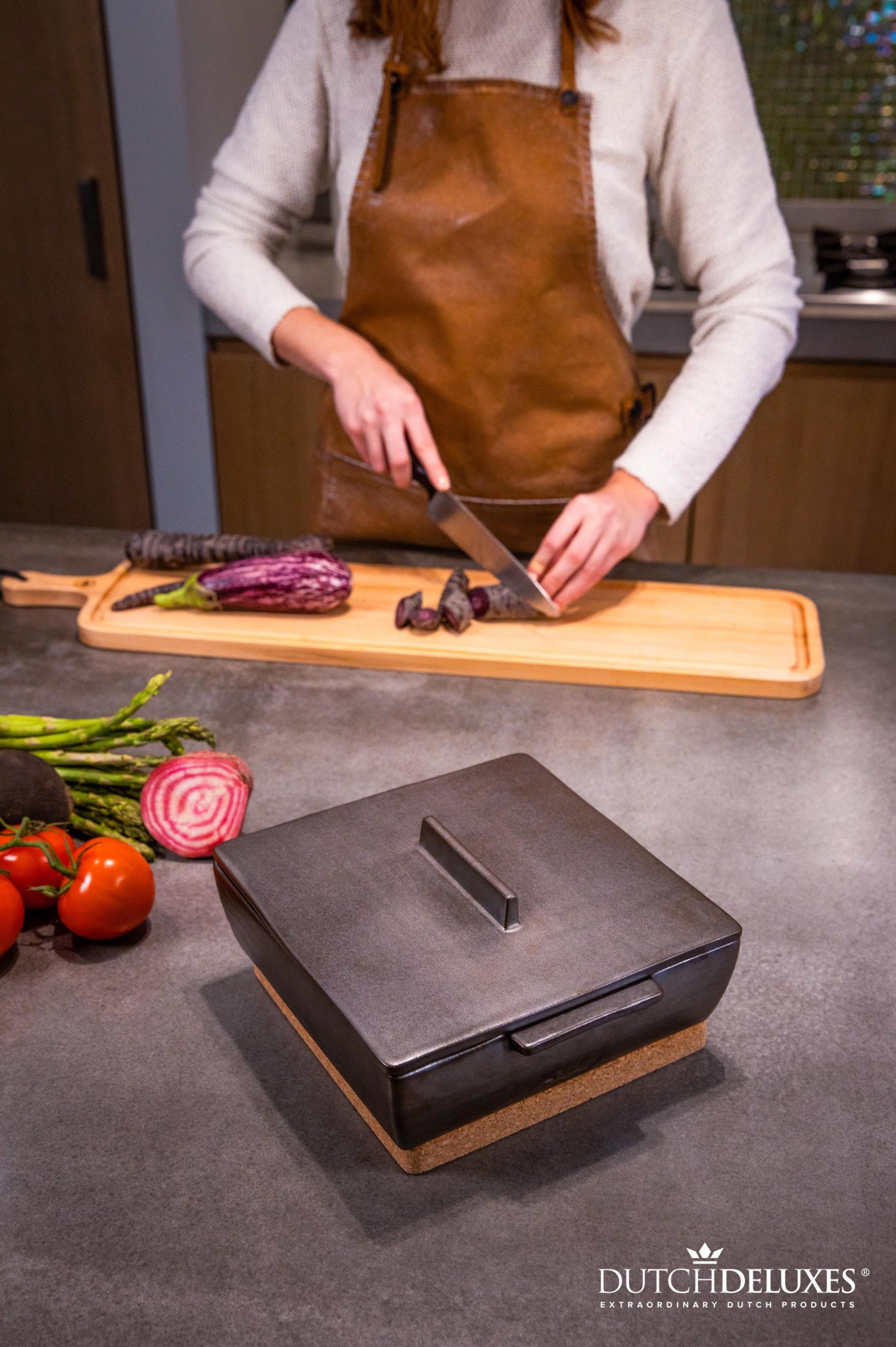 Dutchdeluxes rectangular casserole dish ceramic medium, platinum matt