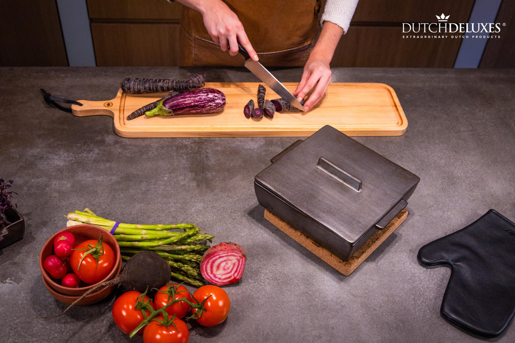 Dutchdeluxes rectangular casserole dish ceramic medium, platinum matt