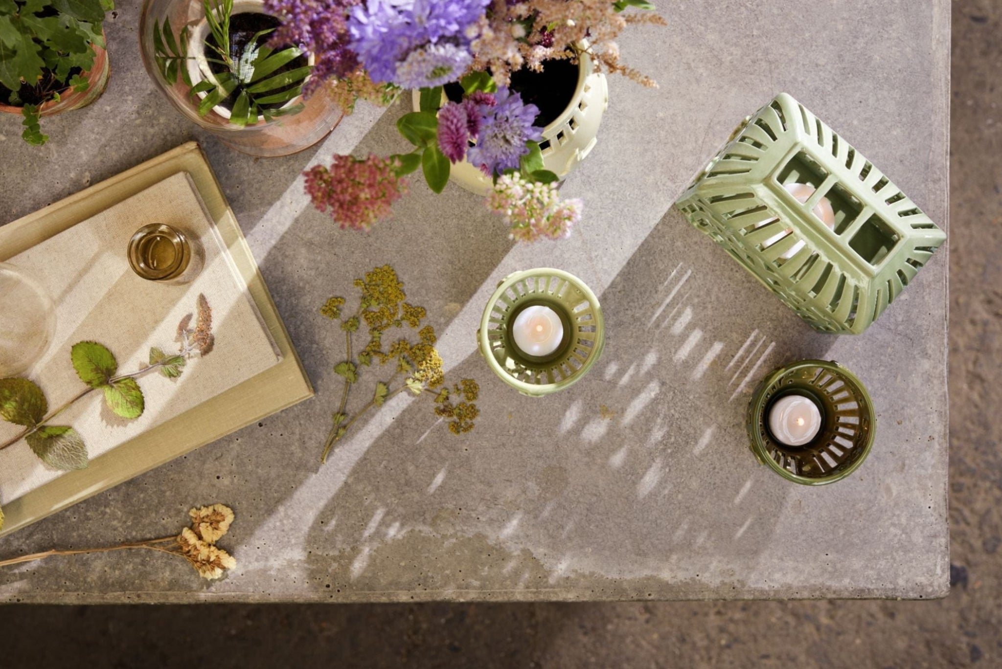 Kähler Orangery Tealight Holder Ø9.5 cm, Green Garden