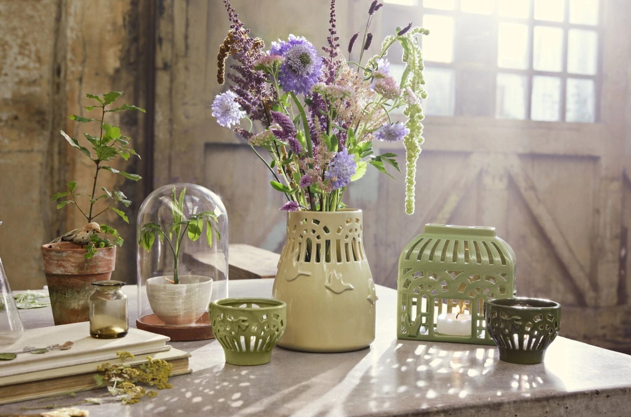 Kähler Orangery Tealight Holder Ø9.5 cm, Green Garden