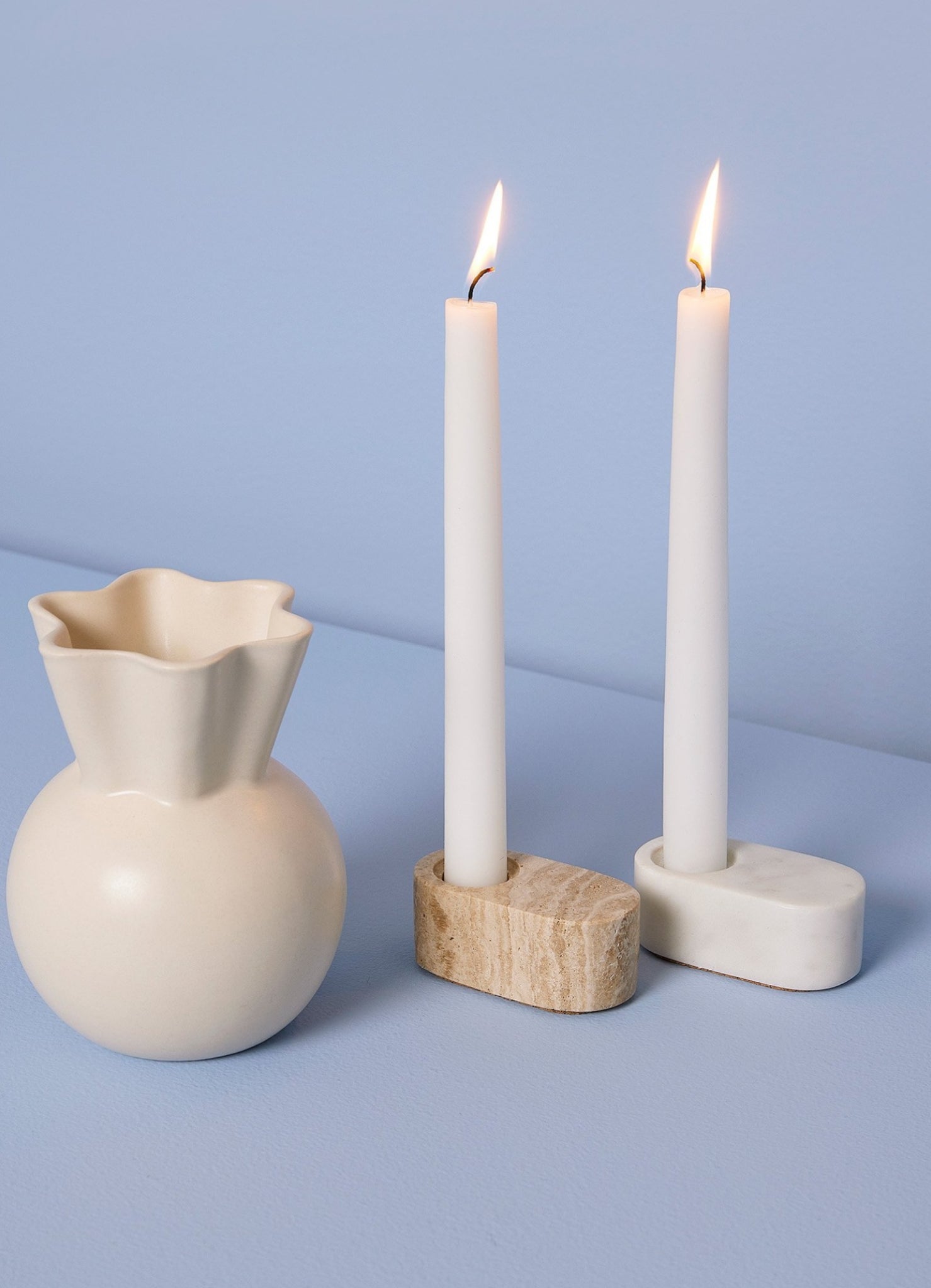 Spring Copenhagen Ovaali Candle Holder, White