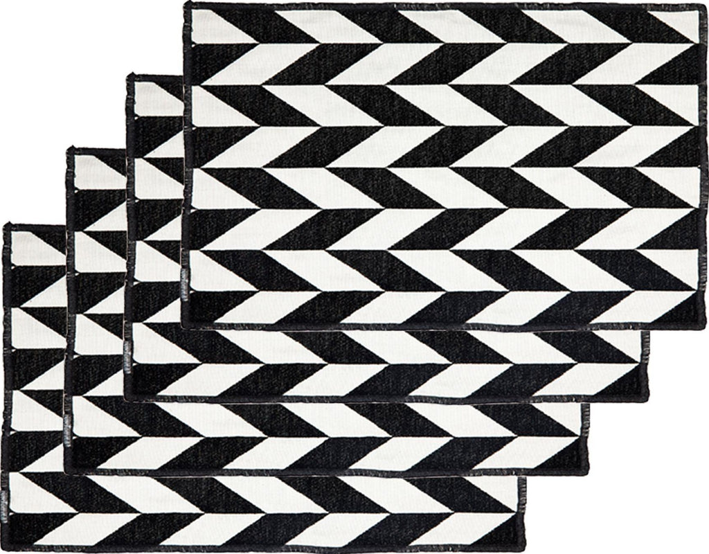 Dutchdeluxes placemat set of 4 Black & White, Fishbone