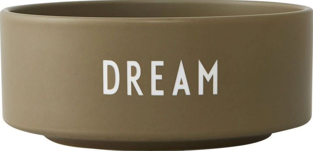 Design Letters Snack Bowl Made of Porcelain, Olive