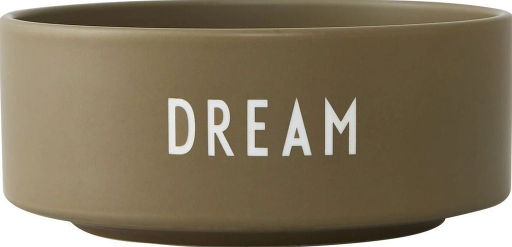 Design Letters Snack Bowl Made of Porcelain, Olive