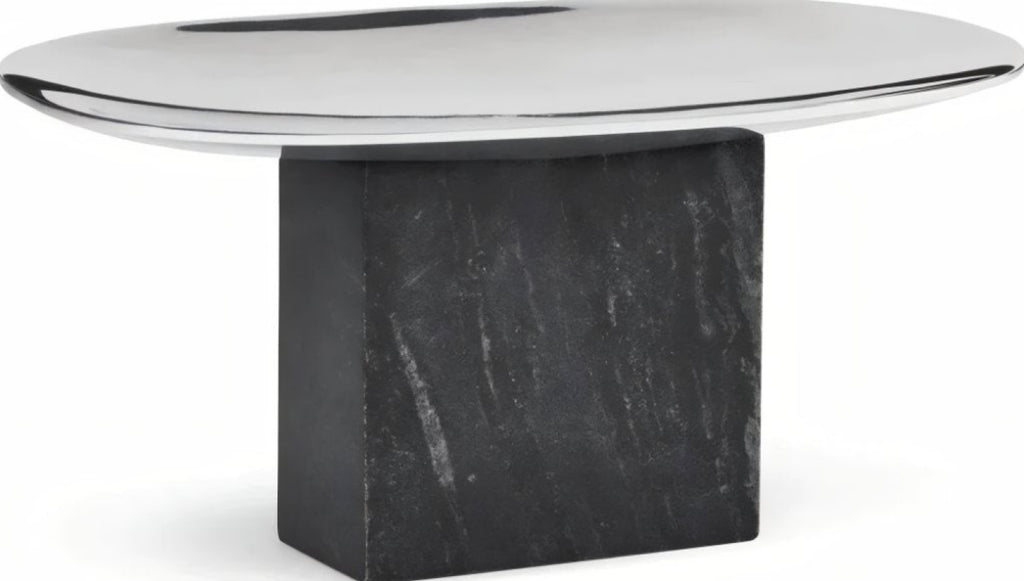 Gejst Sapoto Shell Black — Polished Aluminum & Marble Base, 25×15×12cm