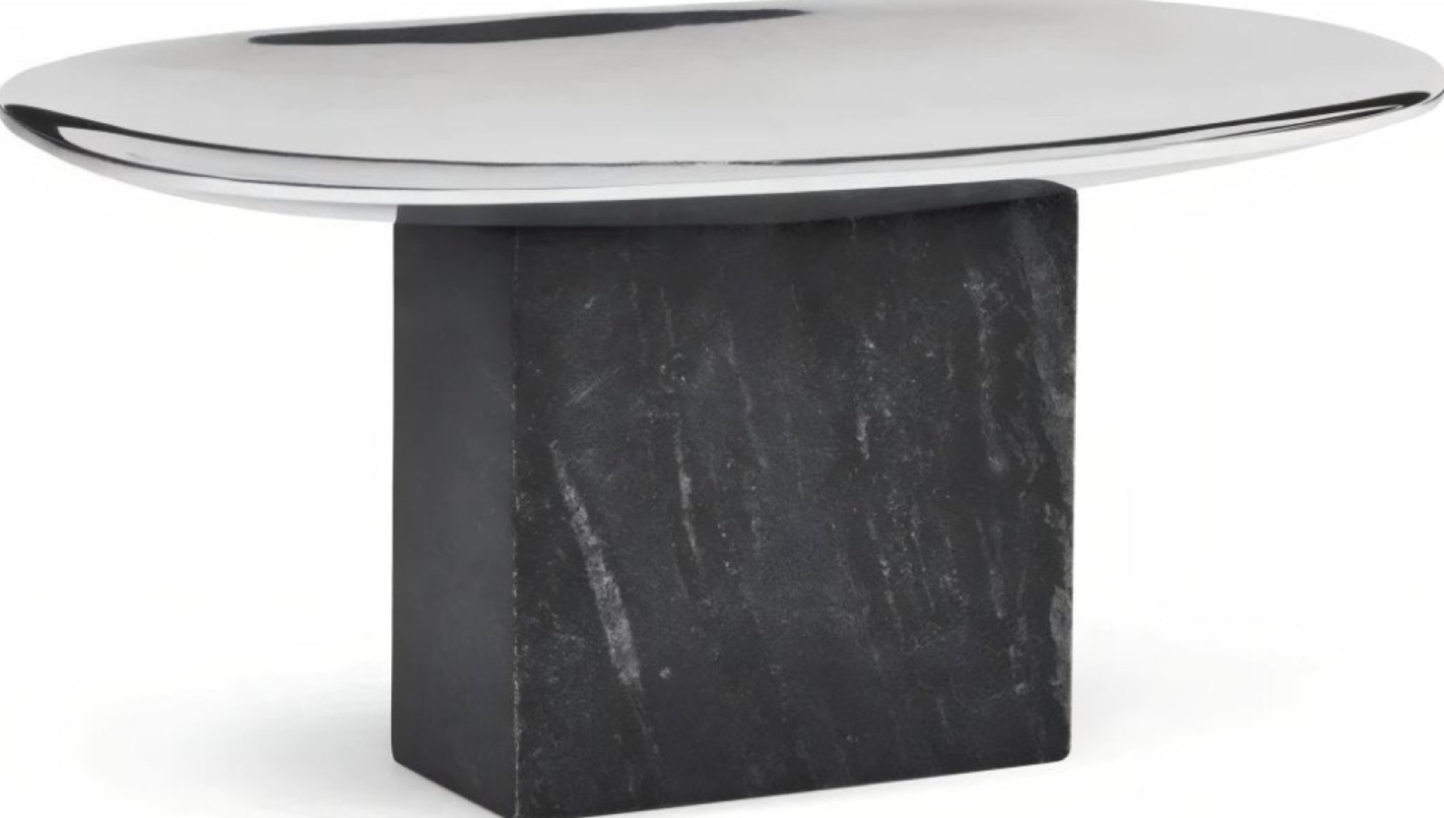 Gejst Sapoto Shell Black — Polished Aluminum & Marble Base, 25×15×12cm